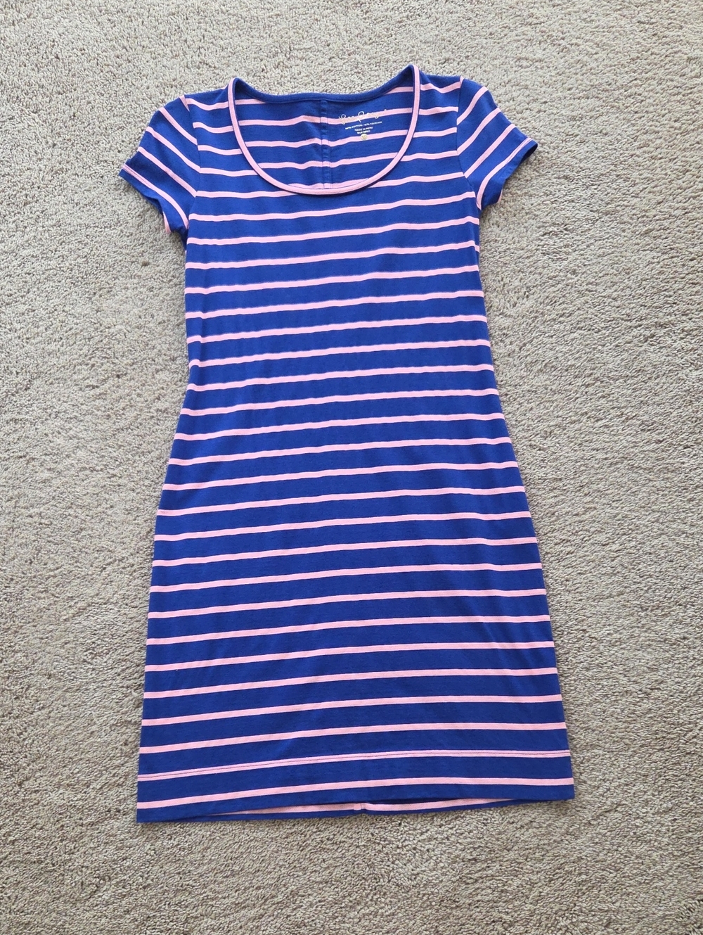 Lilly Pulitzer Navy and Pink Striped Scoop Neck Mini Dress
